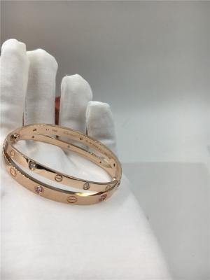 Bracelete do amor de Rose Gold Luxury Diamond Jewelry das mulheres com seis safiras cor-de-rosa