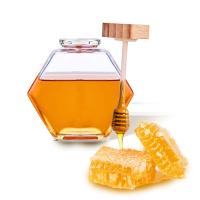 Vase à miel hexagonal 220 ml 380 ml avec couvercle en bois