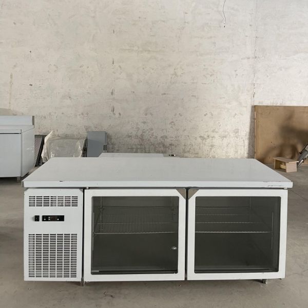Double Glass Doors Kitchen Fridge Workbench Undercounter Refrigerators Freezers Refrigerator