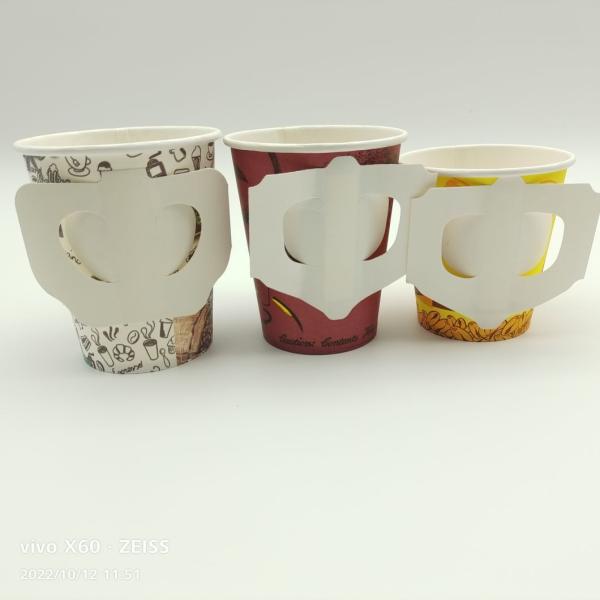 Drinking Cup Disposable Round Customize 8oz with Handle Paper Coffee Cups OEM