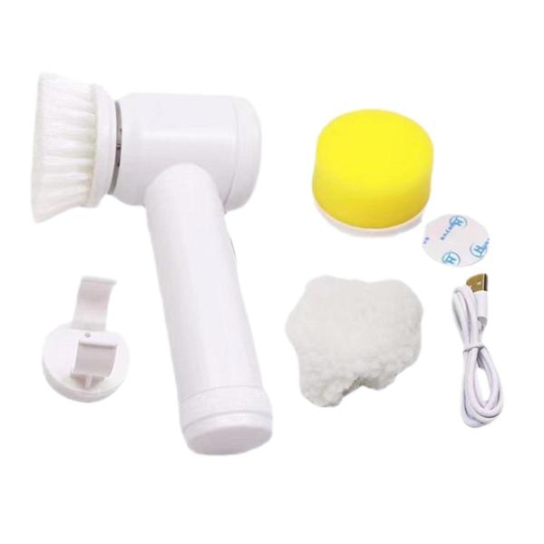 5 In 1 Multifunctional Cleaning Brush  With 3 Replacement Brush Heads