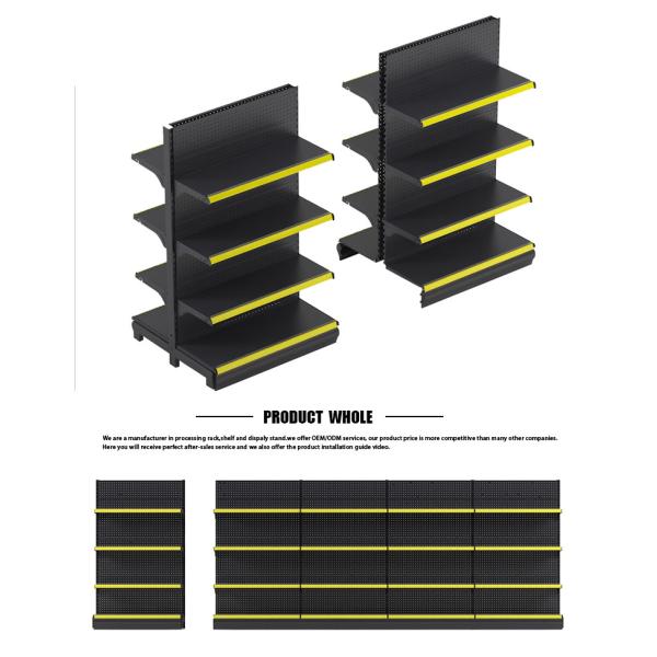 Estante de exibição de supermercado de aço laminado a frio estável para soluções de armazenamento personalizadas