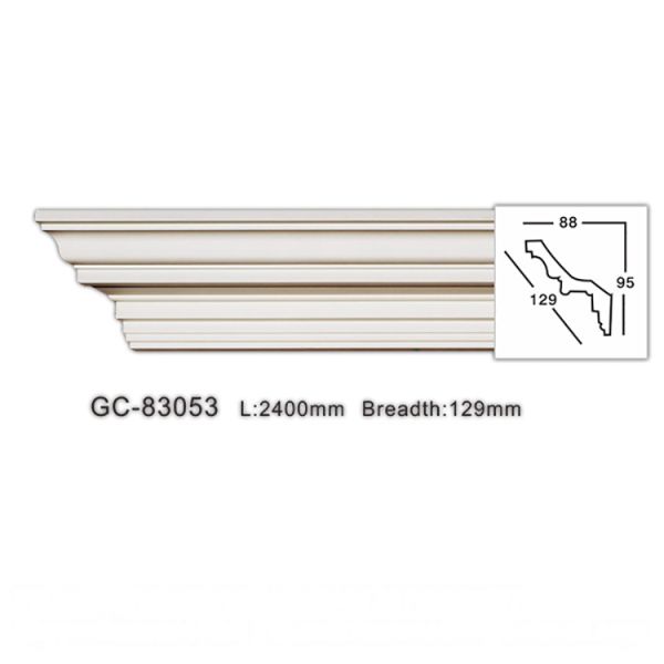 GC-83053 129mm Factory Price Traditional Residential Polyurethane Plain Decorative Cornice