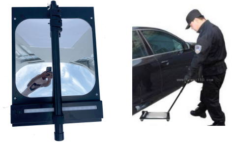 Aluminum Alloy Pole Under Vehicle Search Mirror With 4 Rotation Wheels