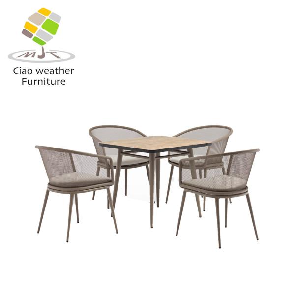 En aluminium cadre jardin extérieur 4 sièges carré ensemble de salle à manger en aluminium pour le patio