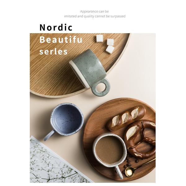 Керамическая нордическая кружка кофе ручки кольца 300ML запятнала краткую кружку молока завтрака чашки чая молока картины новизны