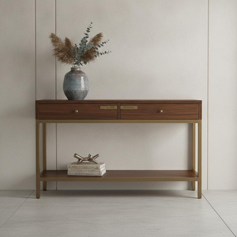 MDF+Mirror Console Table with Faux Gems Inlay and Silver or Customize Finish