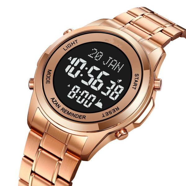 2097 qibla mens watch reloj digital hombre direction muslim prayer watches azan watch