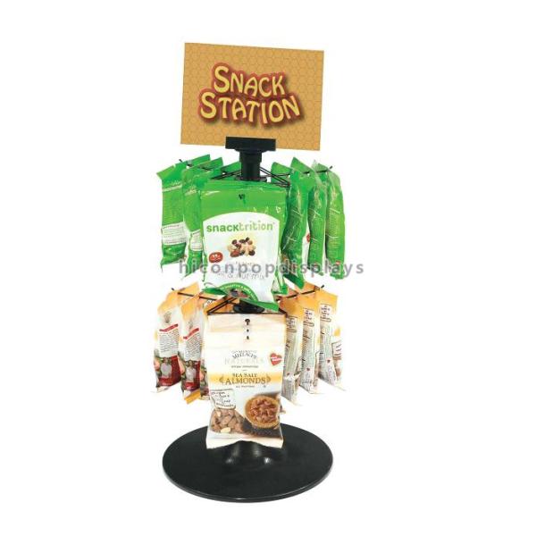 Black 2 - Tier Spinner Rack Display Stand 16 Hooks Swivel Display Rack For Products