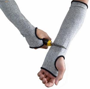 HPPE Anti Cut PPE Protective Gloves Pair Pack Grey Arm Long Sleeve 17 Inch