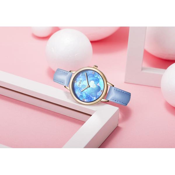 Дозор красочной шкалы цветка дозора кварца кожаного ремня MOP минималистский швейцарский