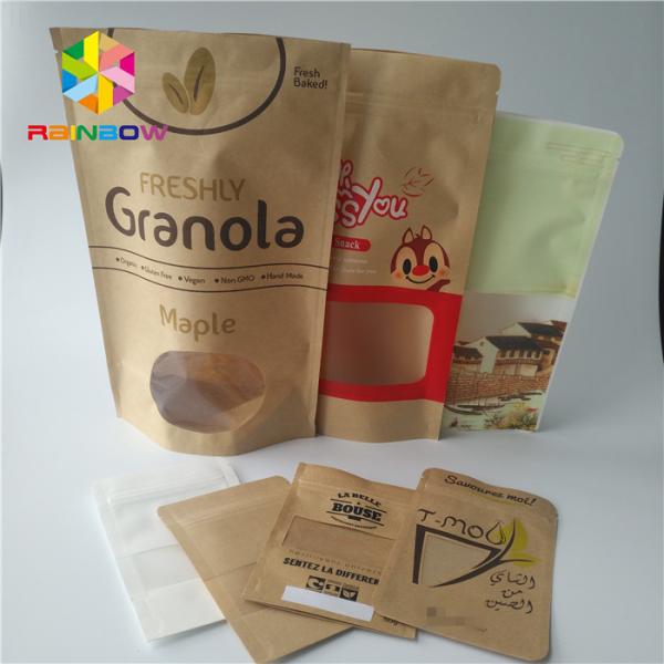 Eco Friendly Foil Pouch Packaging Food Grade k Logo Printed Kraft Craft Paper