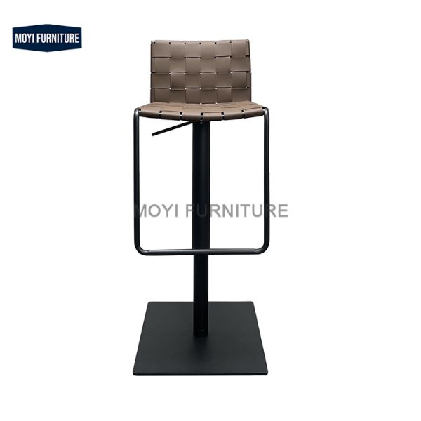 Durable Commercial Furniture Saddle Leather Bar Stool Modern Simple Style Leisure Chair Stainless Steel Frame Restaurant