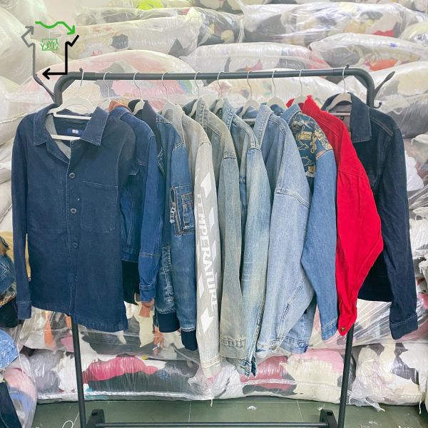 Men's Long Sleeved Used Jeans Jacket Mixed Sizes Coat Second Hand All Season