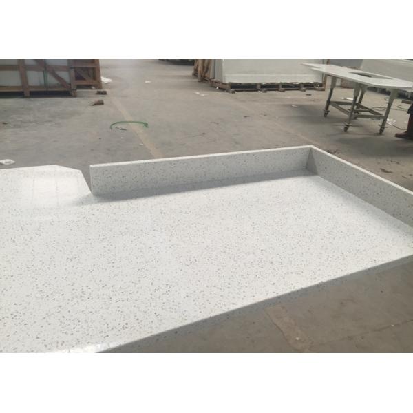 Square Quartz Bathroom Worktops With Stainless Steel Sink Undermounted