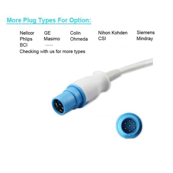 TPU SpO2 Adapter Cable CE Certification And Gray Reusable Sensor spo2 extension cable