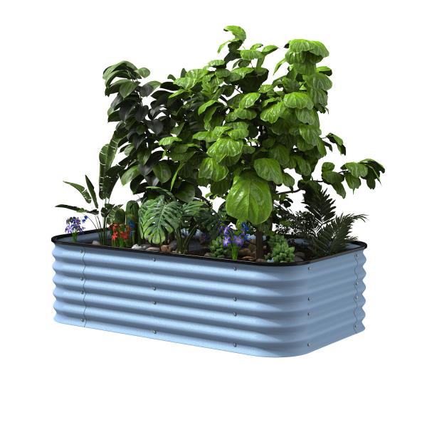 Rustproof 5*3.5*1.5 Ft Q195 Galvanized Metal Garden Planters Peacock Blue