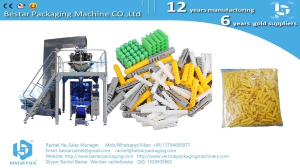 Automatic packaging machine with multi-heads weigher, labeling machine, checkweigher, and turntable BSTV-450AZ