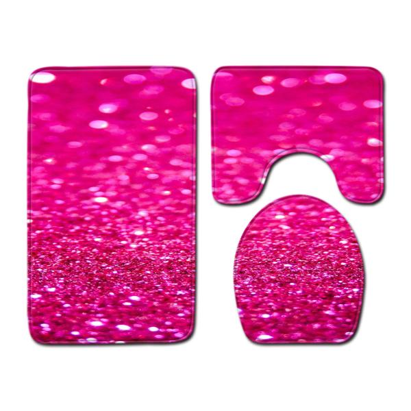 Crystal Glitter Colorful tampa do tanque do toalete de 3 partes ajustou a fibra de poliéster