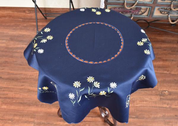 Chemical Fiber Embroidered Linen Tablecloth , Country Style Square Cotton Tablecloth