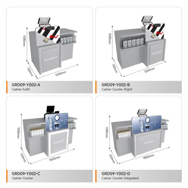 Display Showcase Grey Wooden Cash Register Iron Structure Light Box For Space-Saving Display Rack And Fashion-Forward Shop Rack