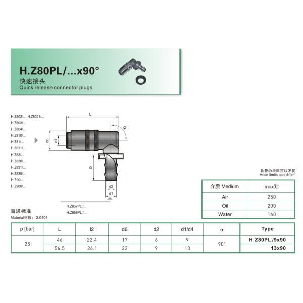 H.Z80PL Quick Release Connector Plugs For Plastic Injection Mould Parts
