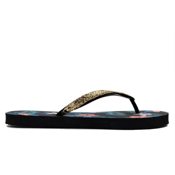 Glitter Uppers Impression florale Flip Flops pour femmes Chaussures Sandals Marque OEM