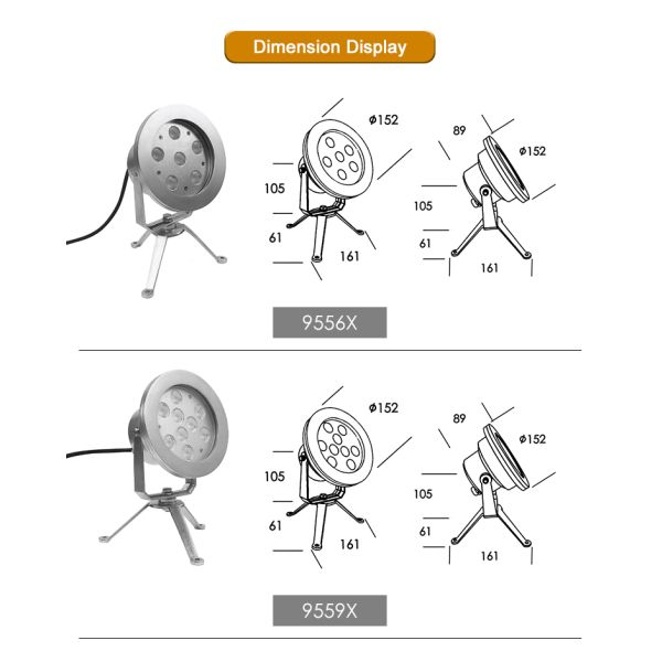 RGBW LED Underwater Spot Light Stainless Steel 316 DMX512 Control 12V 24 Voltage Multi Color Change