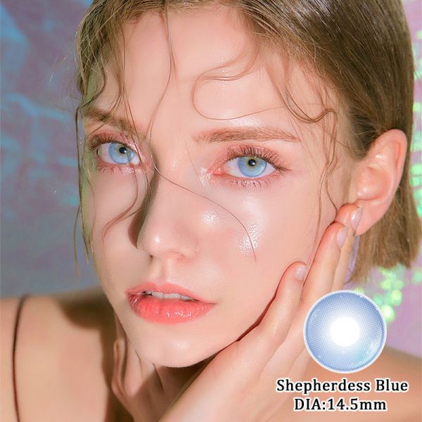 Wholesale Shepherdess Blue 14.5mm Diameter Yearly Colored Contact Lenses with Comfort-Focused Design