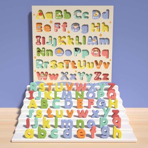 Montessori Children Letter Wood 3d Jigsaw Puzzles Board Games Preschool Diy Educational Learning Wooden Toys for Kids Boys Girls