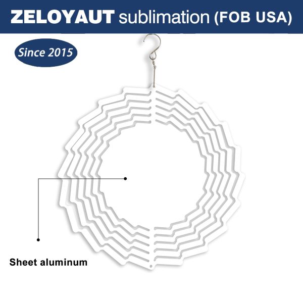 Aluminum Sublimation Wind Spinner for Garden Decoration Outdoor Wind Spinner for Custom Printing DIY Hanging 8inch Spiral Chime