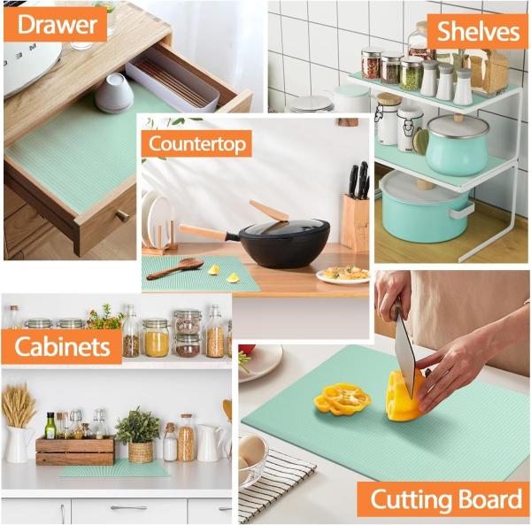 Reusable Silicone Refrigerator Liners Washable, Non-Slip Fridge Shelf Mats For Kitchen Organization, Waterproof & Oilproof Shelf Protectors For Cabinets, Drawers And Glass Shelves