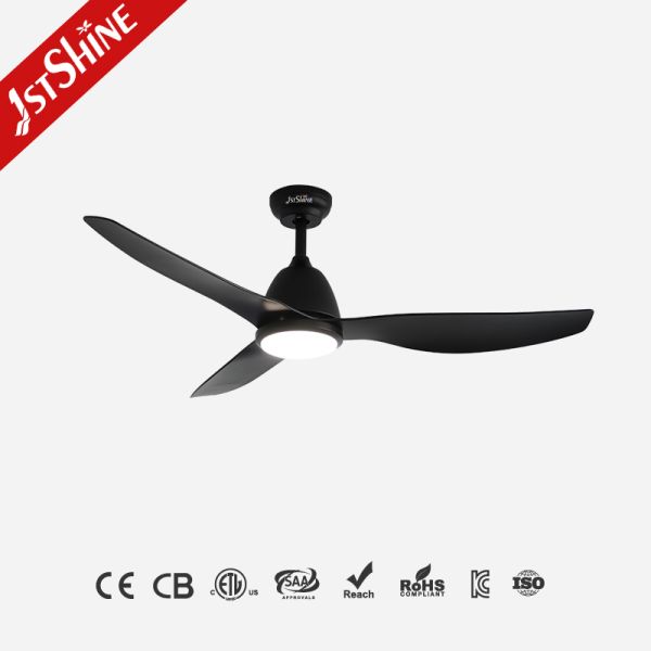 52 Inches Black Ceiling Fan with ABS Blades and Whisper-Quiet DC Motor LED Lighting