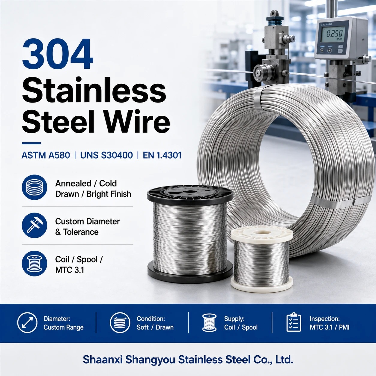 ASTM A478 304 Stainless Steel Weaving Wire with Bright Finish
SEO TDK
