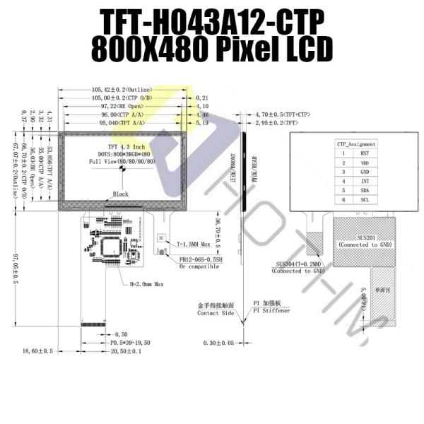 4.3 Inch TFT display | Capacitive Touchscreen MCU interface