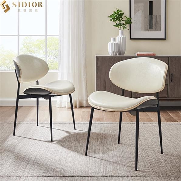 Restaurant Modern Fabric Upholstered Dining Chairs H54.5cm Luxury Metal Legs