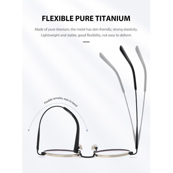 Круглые стекла стекел 145mm рамки титана анти- голубые светлые могут изменить миопическое