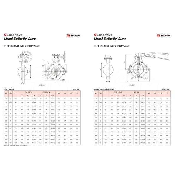 Full PTFE Lined Butterfly Valve Lug Type PN16 150Lbs Anticorrosion With Worm Gear