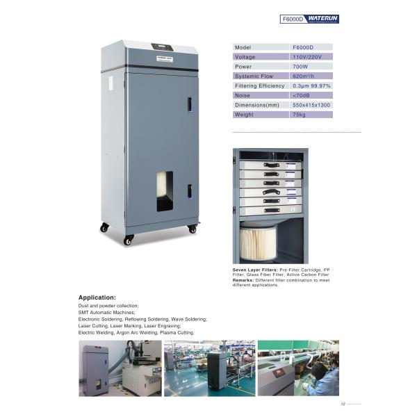 750W Electronic Solder Fume Extractor With High Efficiency Filtering For Electricity Factory