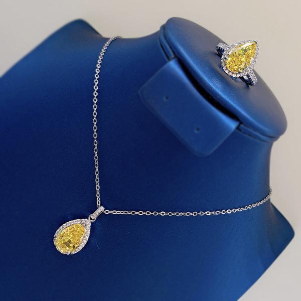 Желтый драгоценный камень декор Водяной капли подвесок Ожерелье Мода Циркон ювелирные изделия