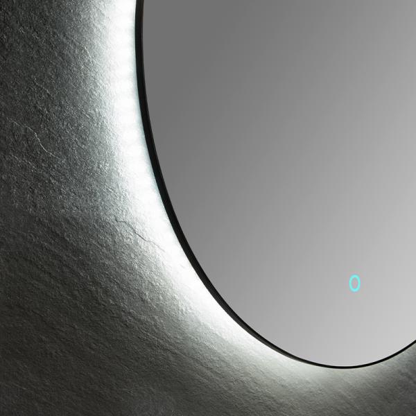 国境を越えた丸型バスルーム防曇スマートミラー - 北欧スタイルのバスルームLEDスマートタッチ壁掛けミラー