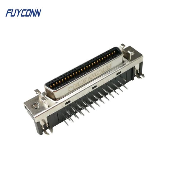 conector fêmea do ângulo direito 1.27mm MDR do PWB do conector de 50P SCSI