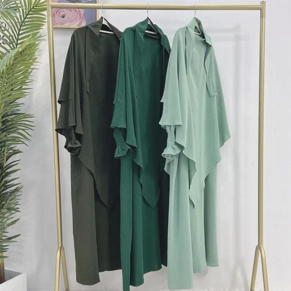 Muslim Women Prayer Elegant Summer Dresses Round Collar Muslim Ethnic Wear