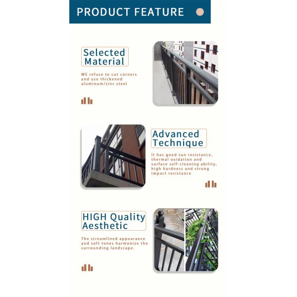 Stylish Indoor Stair Guardrail Iron Riser Flooring Balustrades Balcony Steel Railing