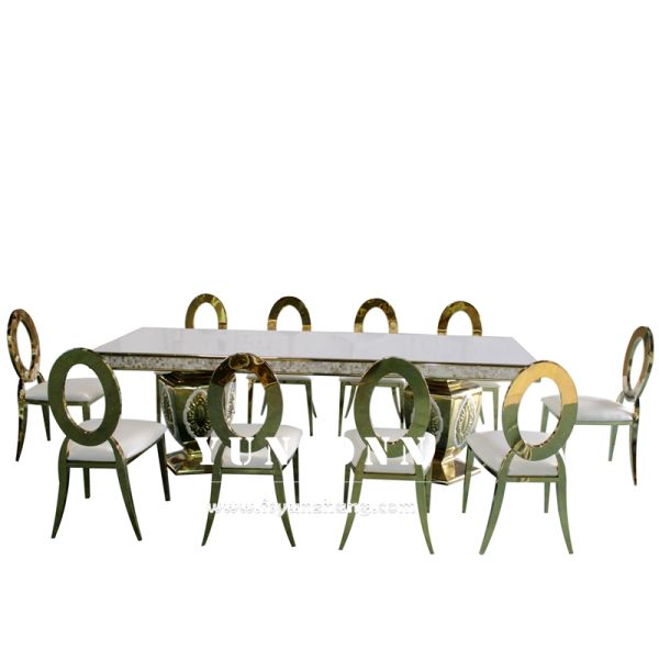 New Design Wedding Stainless Steel Dining Table Gold Metal Table for Event Dining