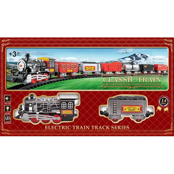 Electric Classic Train Railway Race Set W / Sound For Christmas Gift
