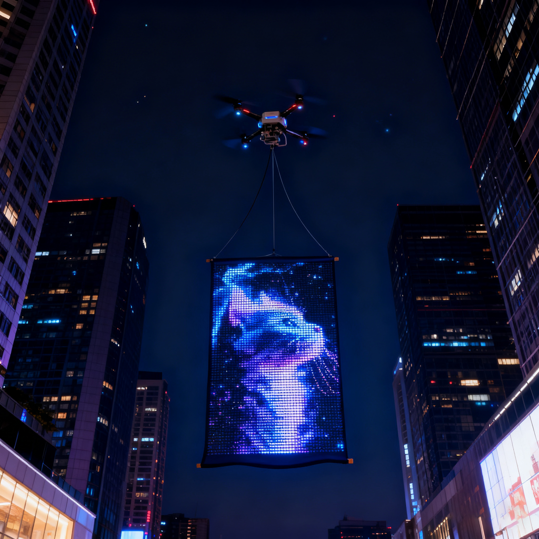 World Cup Opening Event 20mm PC Shell Flying LED Display IP67 Outdoor Drone Suspended LED Screen Strong Ceremony Sense