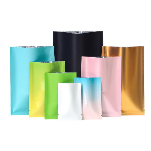 Small Matte Blind Pouch Die-Cut Open Top Aluminum Foil Mystery Bags Vibrant Gradient Packaging for Cosmetics, Toys & Lucky Draws