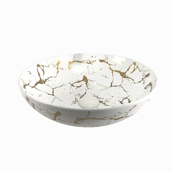 新しいモダンでユニークなデザインの光沢のある白いセラミックカウンタートップアート手洗い洗面器衛生陶器磁器洗面所バスルームシンク