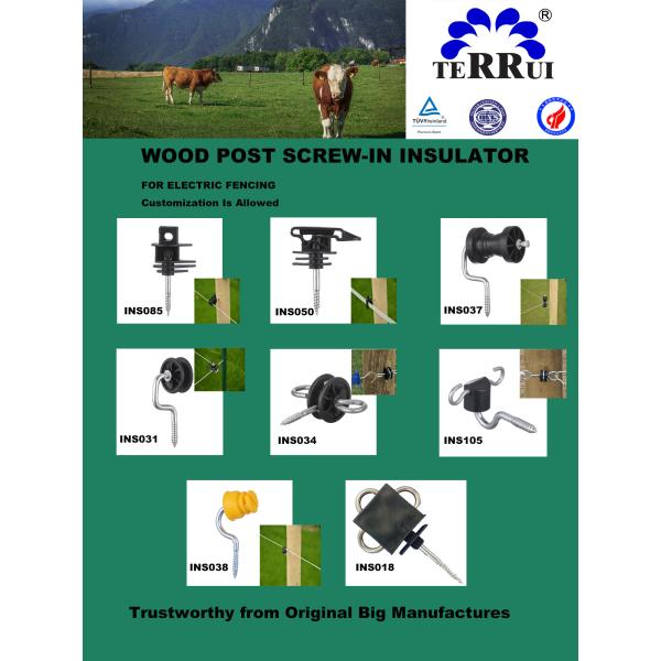 ноготь 4mm на изоляторах загородки небольшого ногтя PP черноты длины изолятора 70mm электрических